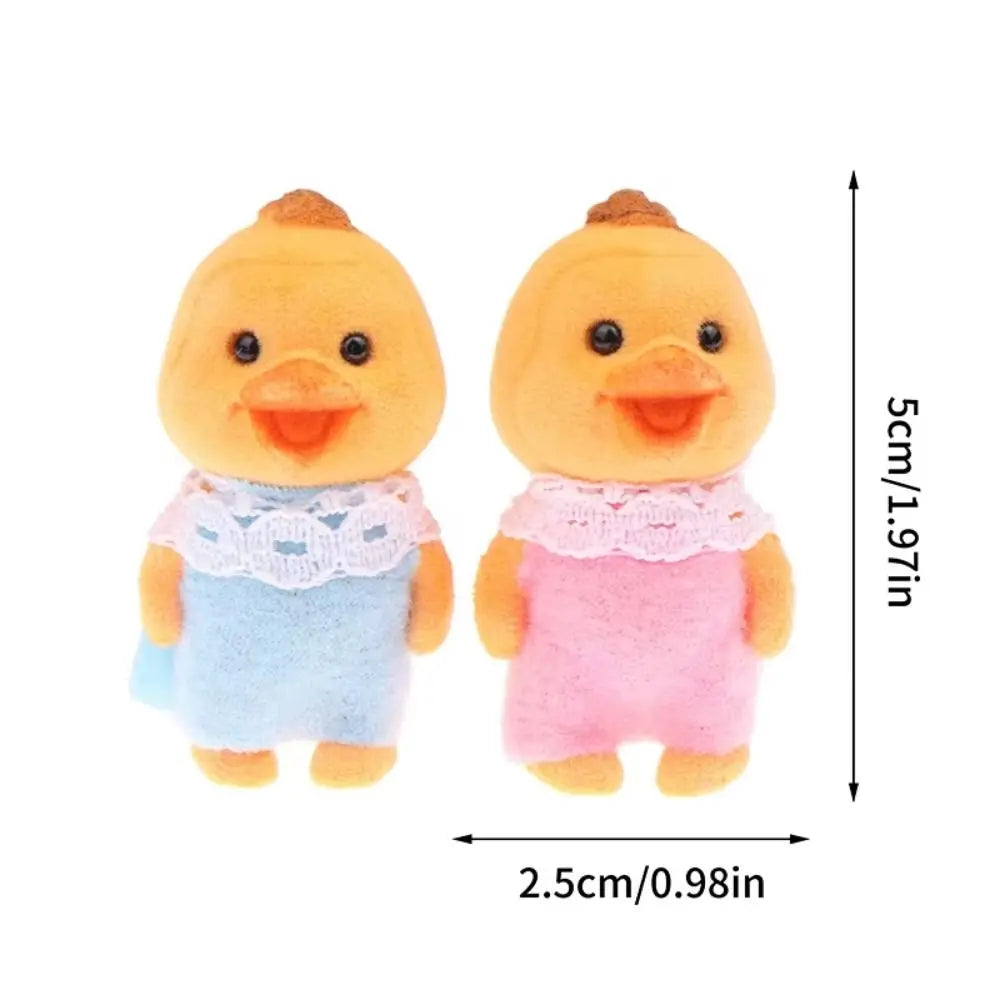 2PCS Kids Toys Rabbit Simulation Forest Animal Doll Tiger Duck Mini Forest Doll Figure Cat Model Mini Flocking Doll Girl