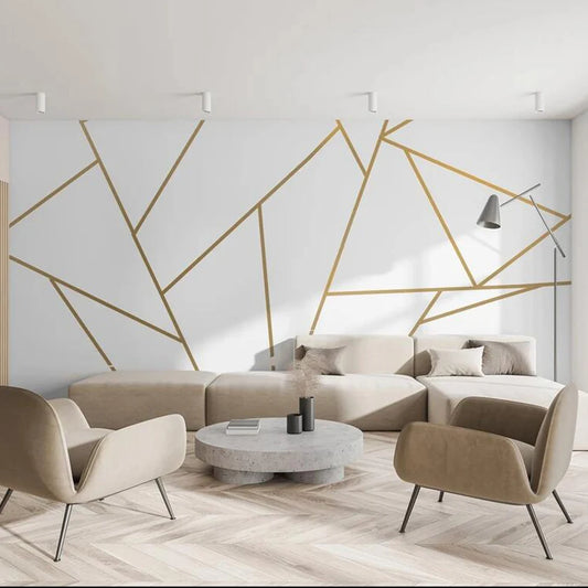 Gold Silver Geometric Line Wall Sticker Floor Edging Waterproof Seam Peel and Stick Metallic Wall Decal Bedroom Living Room