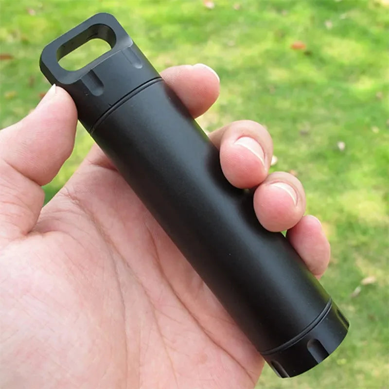 Outdoor Portable Waterproof Capsule Seal Bottle Aluminum Alloy Outdoor Survival Pill Box Multifunctional Container