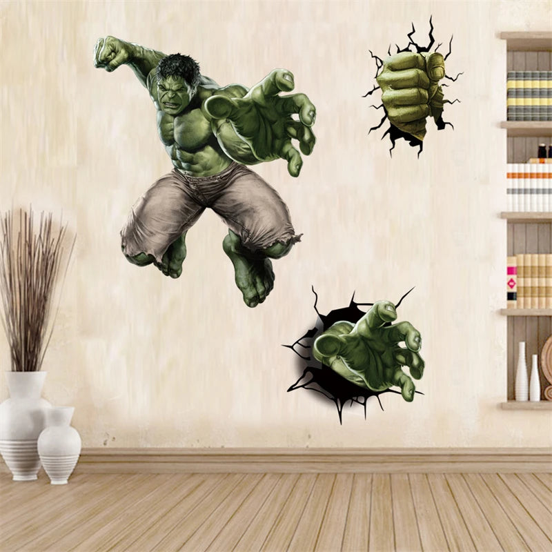 3D Cartoon Hulk Marvel Avengers Wall Stickers For Kids Rooms Living Room Bedroom Wall Decoration SuperHero Movie Poster