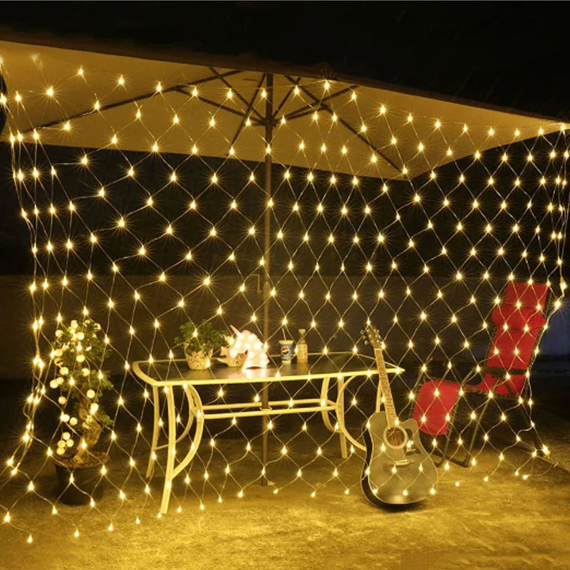 6x4M 3x2M Solar LED Christmas Garlands LED String Christmas Net Lights Fairy Xmas Party Garden Wedding Decor Curtain Light