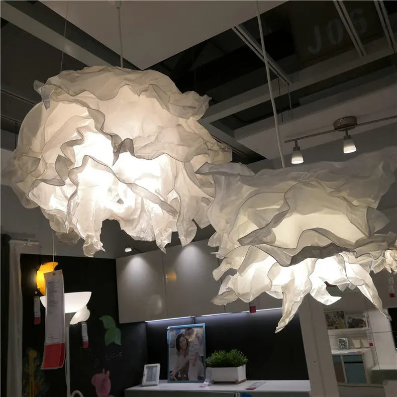 Handmade DIY Pendant Lamps for Restaurant Cloth Shop Lighting White Paper Hanging Light for Ceiling Luminaire E27