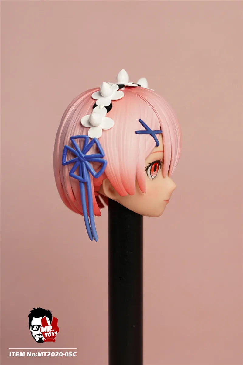 In Stock MR.TOYS MT2020-05 1/6 Anime Girl Rem Ram Maid Delicate Head Sculpture Maid Attire Model Fit 12'' Female Action Figure