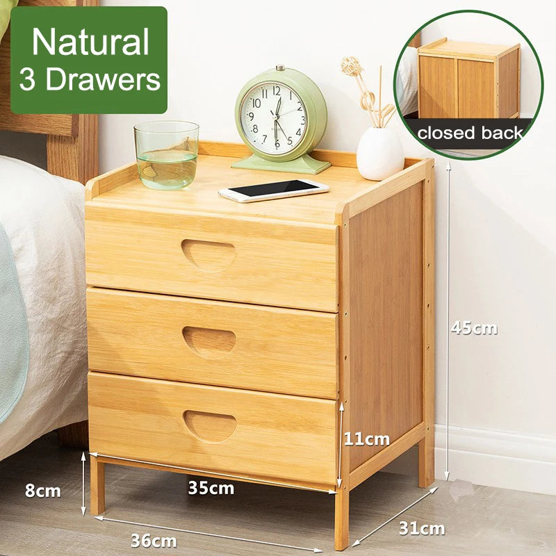 Bamboo Nightstands, Bedside Tables with Open Storage Compartments, Modern Side Table, Easy To Assemble End Table for Bedroom