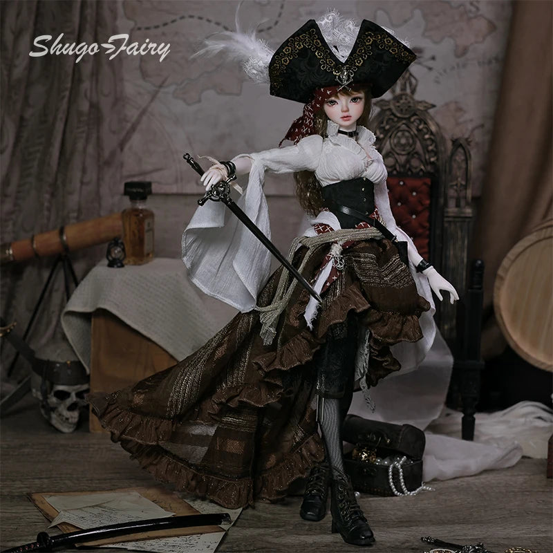 ShugaFairy Lynn Bjd Doll 1/4 Bariy Body  Middle Ages Sea Warrior Pirate Captain Moveable Joints Full Set FashionDoll