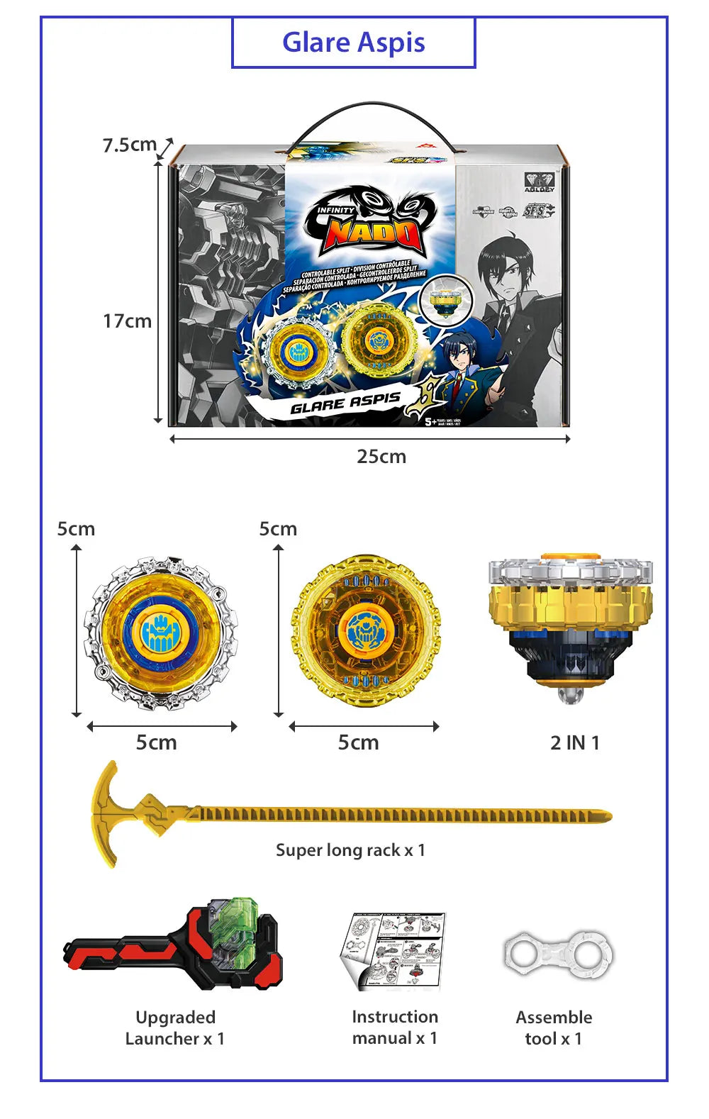 Infinity Nado 3 Original Crack Series 2 In1 Split Transforming Metal Gyro Battle Spinning Top With Launcher Anime Kids Toy Gift