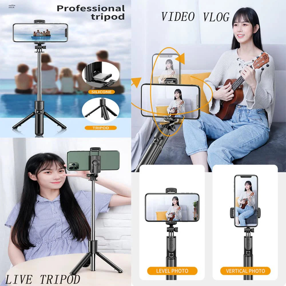 Wireless Selfie Stick Tripod Stand with Bluetooth Remote Extendable Tripod for iPhone Samsung Mobile Phone Tiktok Live Streaming