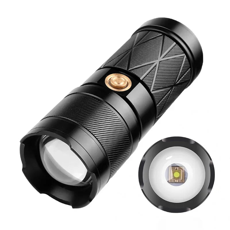 Adjustable Flashlight Zoom White Laser Flashlights with Output Far Shot Super Bright Flashlight Outdoor Camping Emergenc