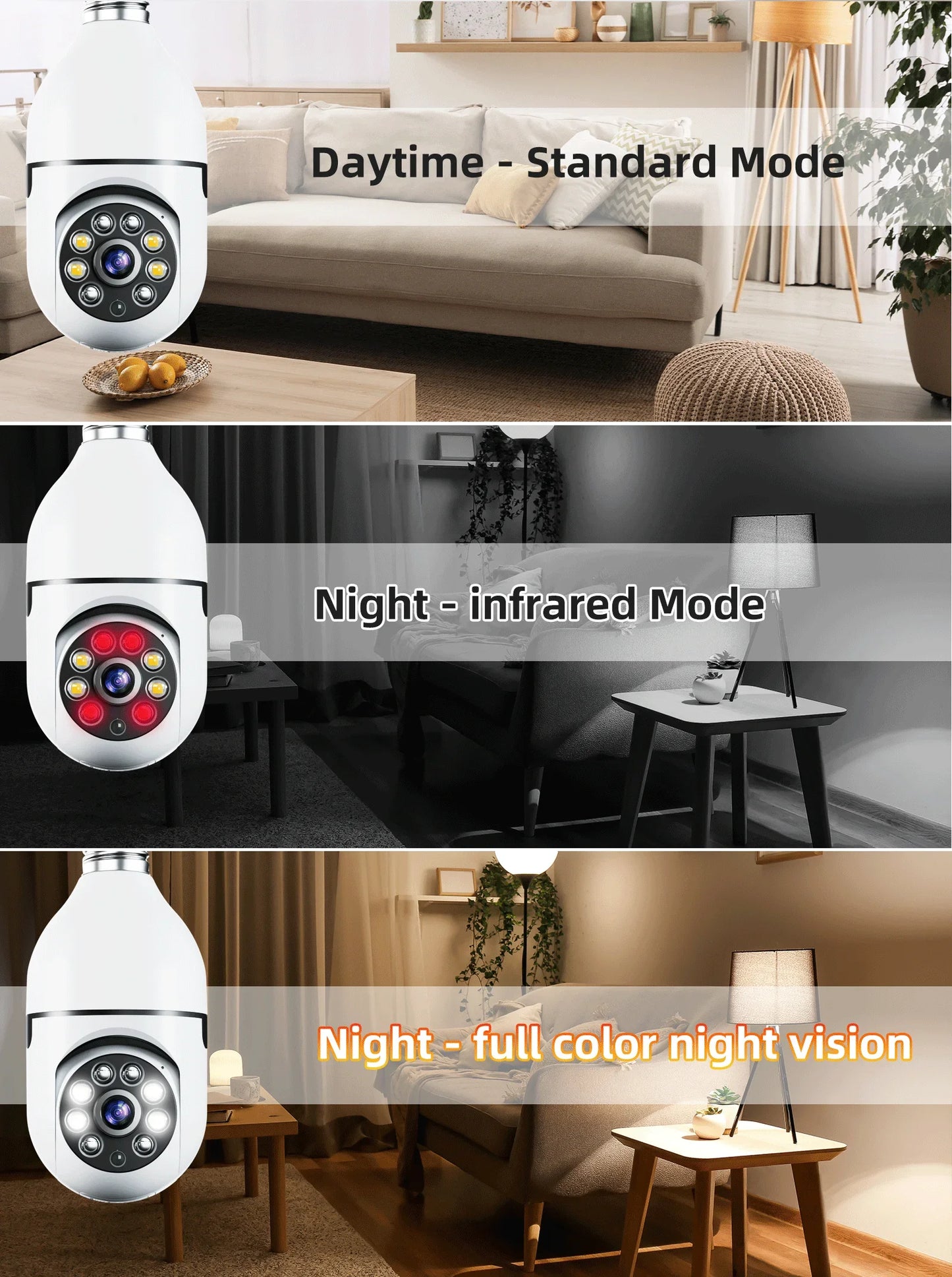 E27 Bulb Wifi Camera Full Color Night Vision House Surveillance Cameras Automatic Human Tracking 4X Zoom Indoor Security Monitor