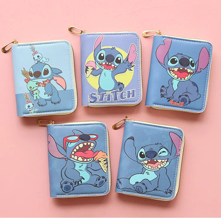 Disney Stitch Wallet Anime Movie Lilo & Stitch Short Zipper Wallet ID Card Bank Card Holder Kids Bag Coin Purse Birthday Gifts