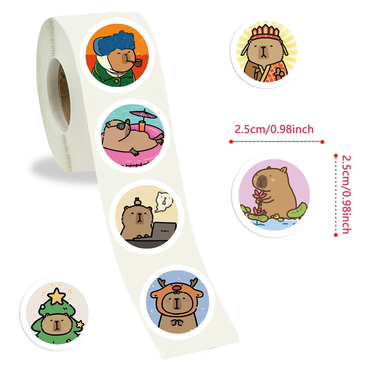 500pcs/roll Cute Capybara Cartoon Graffiti Stickers DIY Phone Guitar Laptop Notebook Suitcase Waterproof Sticker Kids Toy