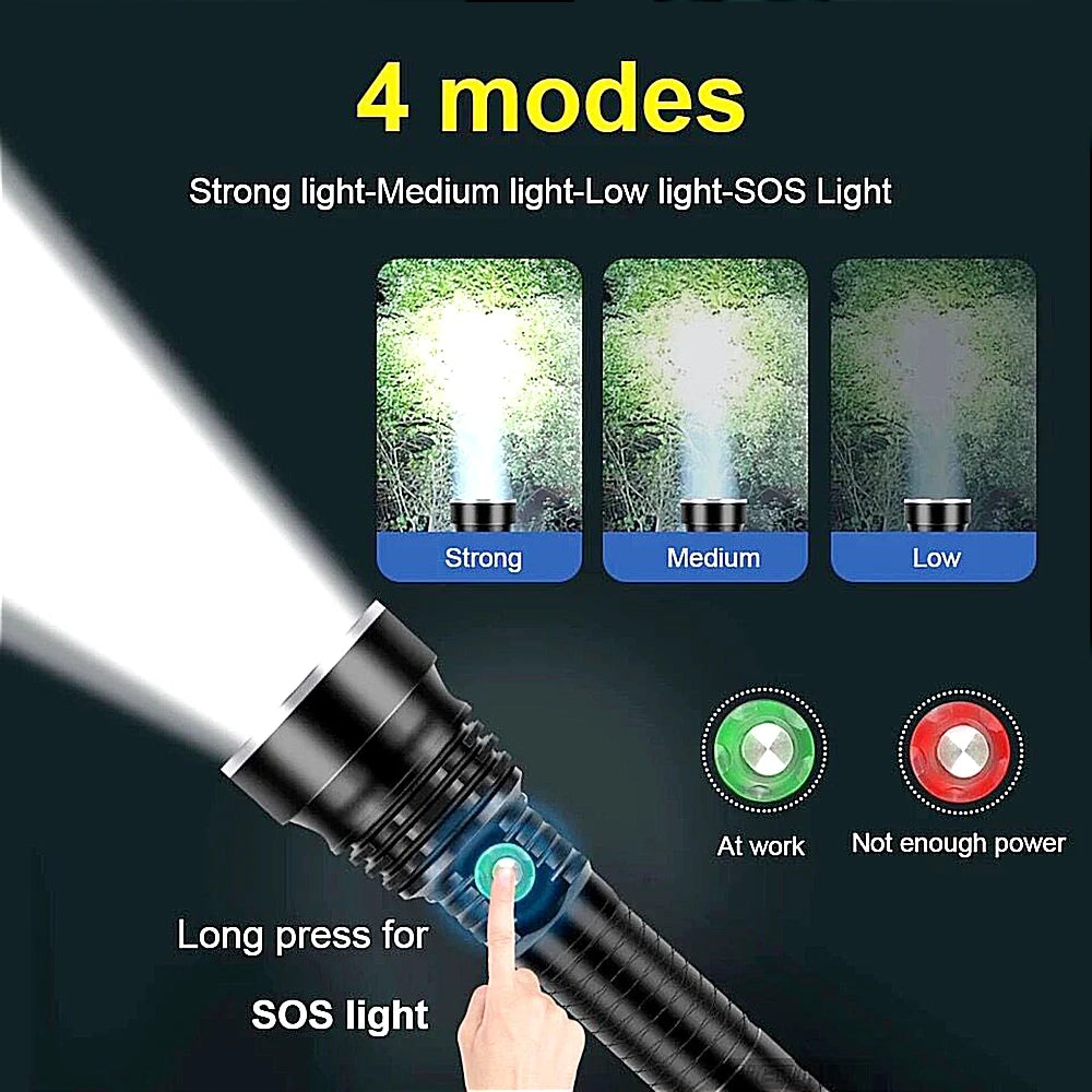 Super Brigh Underwater Lantern Powerful Diving LED Flashlight 15000mAh Scuba Dive Light Underwater Torch IPX8 Waterproof Lantern