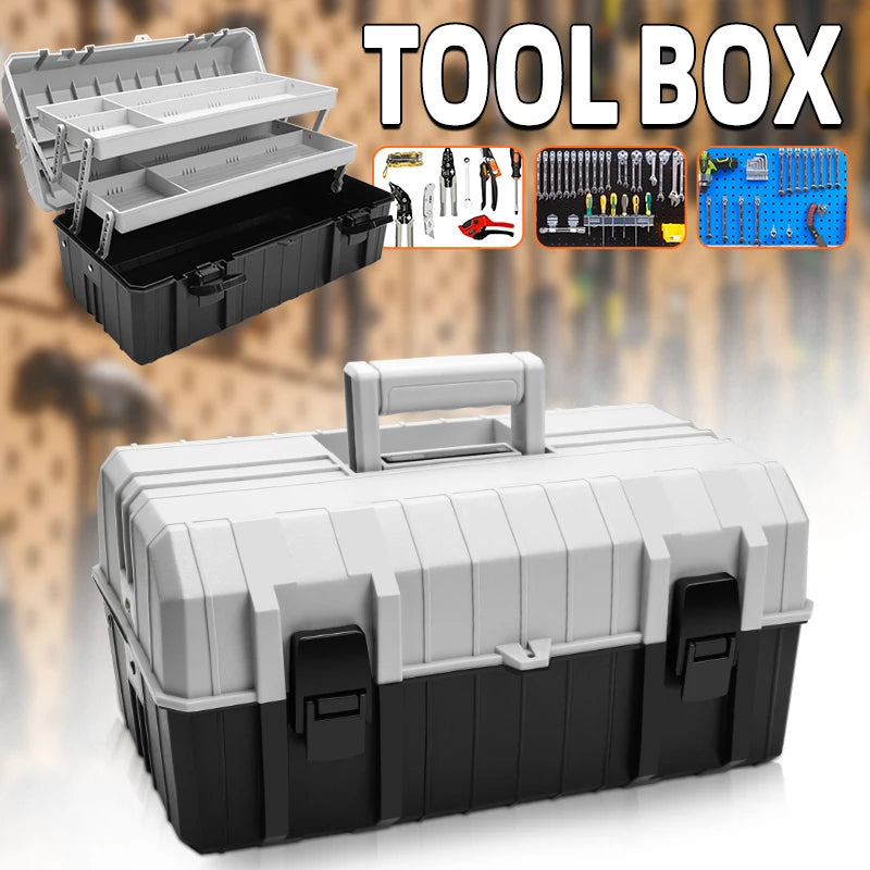 AIRAJ Car Repair Toolbox Abs Plastic Portable Thick Three-Layer Auto Repair Metal Parts And Hardware Tool Storage Box Hand Tools