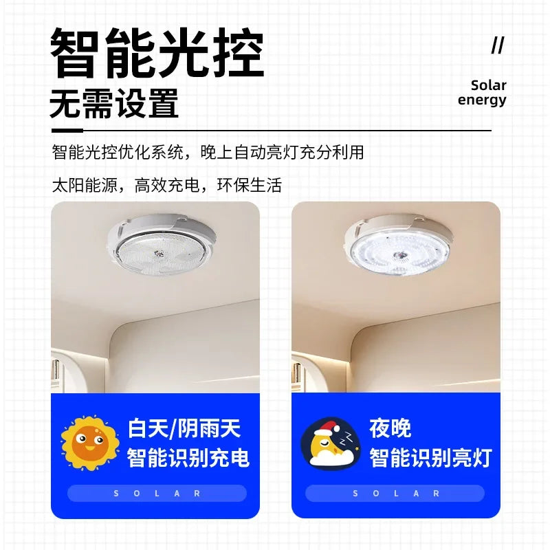 New Solar Ceiling Lamp Household Power-saving Waterproof Balcony Aisle Lamp Rural Villa LED Solar Intelligent Light Control Lamp