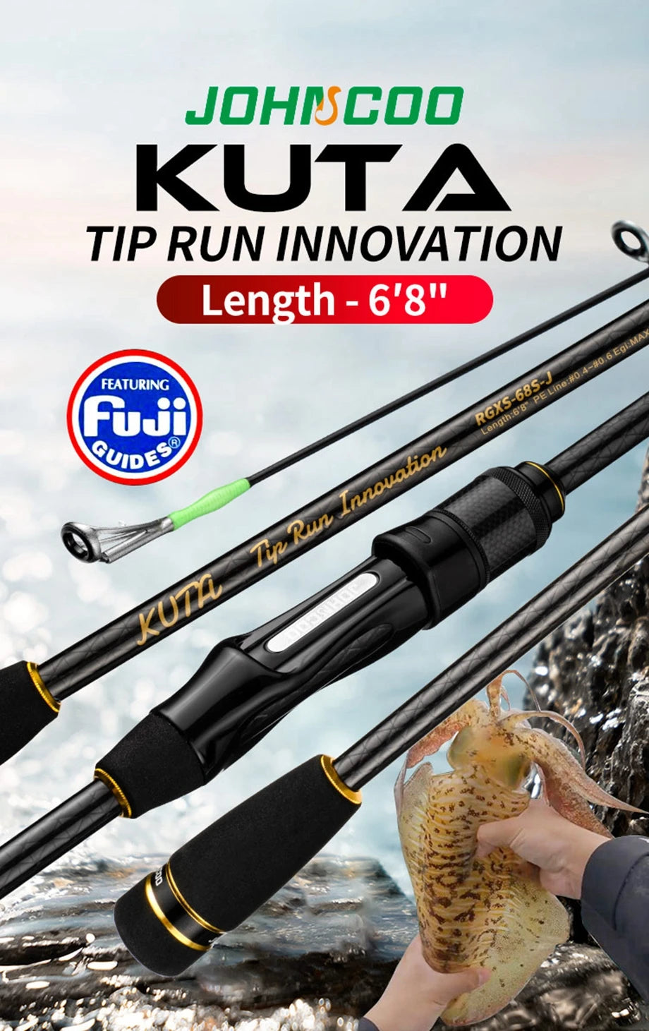 Tip Run Fishing Rod 2m PE0.6 Fuji Ring Guide Carbon Fiber Spinning Fishing Rod Saltwater Boat Fishing rod for Squid rod