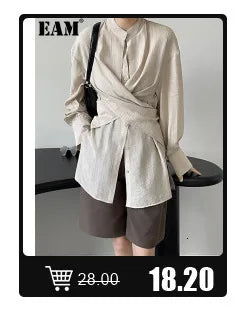 [EAM] 30% Wool X-Long Big Size Warm Woolen Coat New Lapel Long Sleeve Women Jacket Fashion Tide Autumn Winter 2024 1DH4053