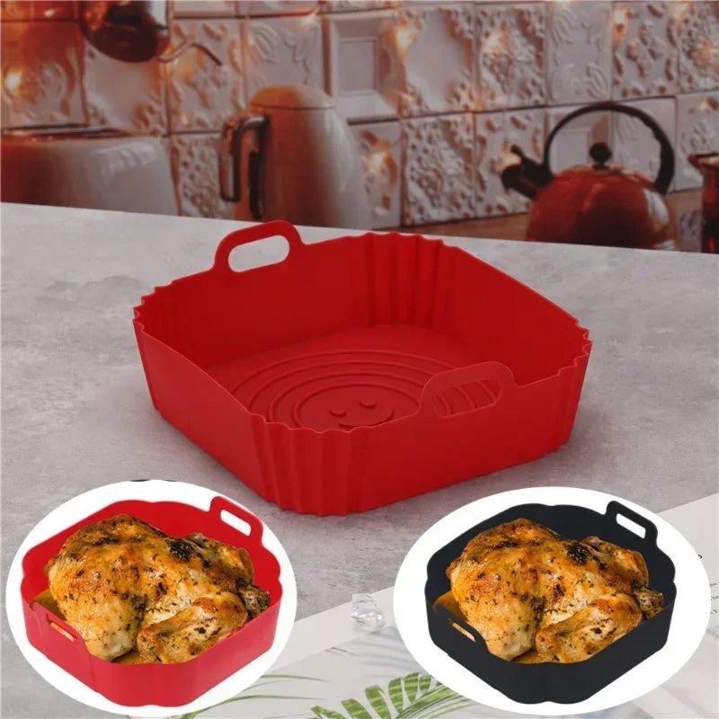 Food Grade Household Oven Tray, Square Air Fryer, Silicone Grill, Special Mat, Cake Baking Tool Tray, Silicone Kitchen Accessory