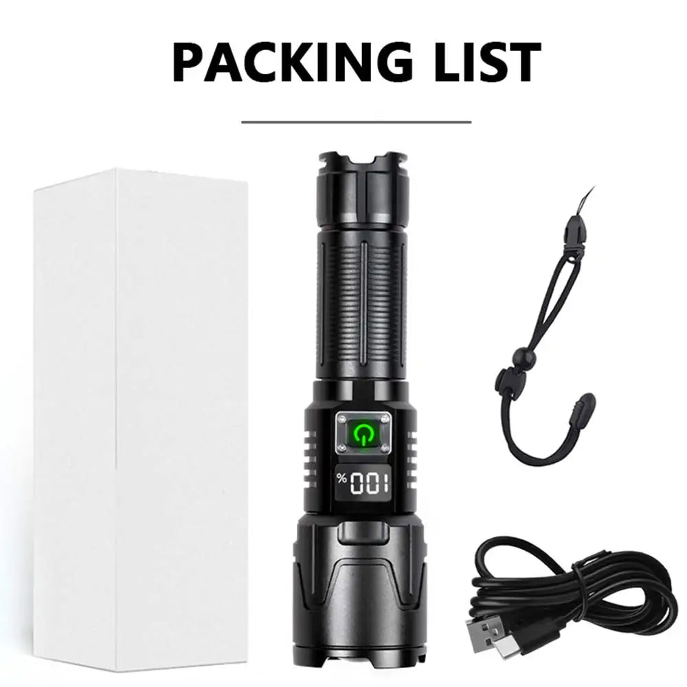 30W Super bright Long Shot Torch LED White Laser Flashlight USB Rechargeable Flash Light 26650 Flashlights Tactical Lantern