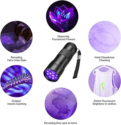 1-10Pcs UV Flashlights 395nm Black Light 9 LED Ultraviolet Lamp Torch UV Light Detector for Pet Urine Stains Bug