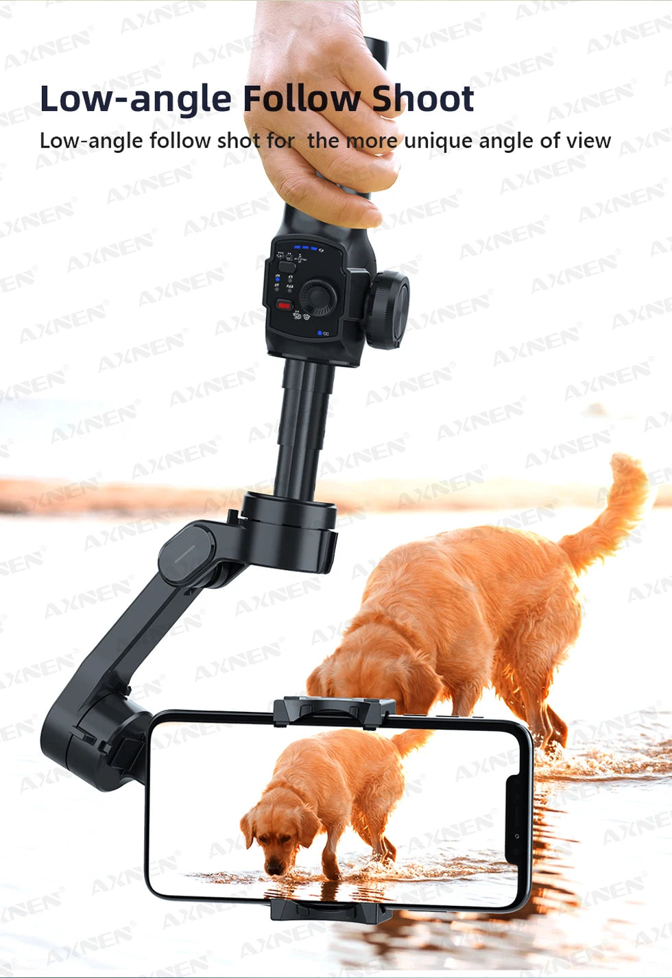 3-Axis Gimbal Stabilizer for Smartphone, Built-In Extension Rod,Portable and Foldable, for iPhone Android Phone Vlog Live Video