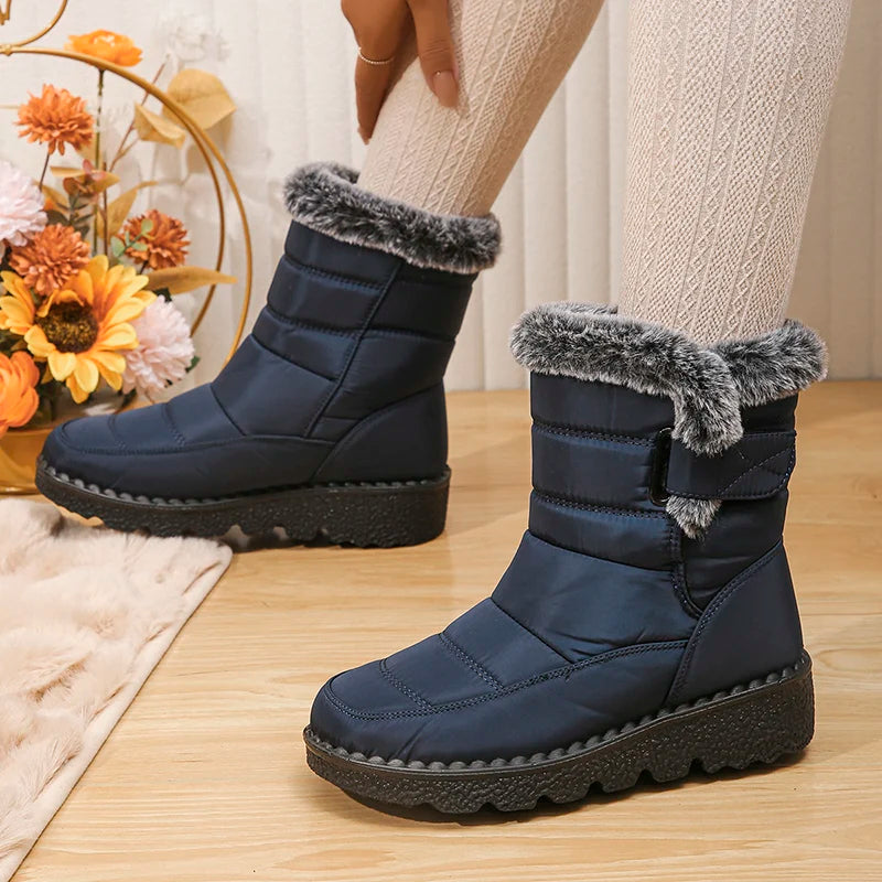 2024 Waterproof Snow Boots for Women Winter Shoes Faux Fur Plush Ankle Boots Woman Plus Size Non-Slip Warm Cotton Botas Mujer