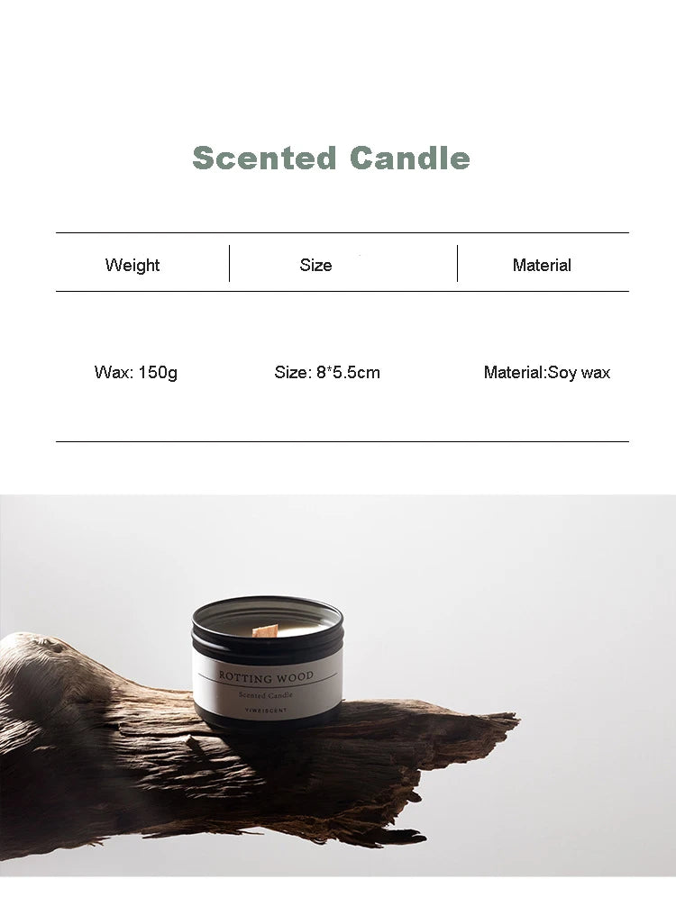 Black Tin Can Scented Aromatic Candles Wooden Wick Candle Jars with Lid Classic Home Decorative Candles Dried Flower