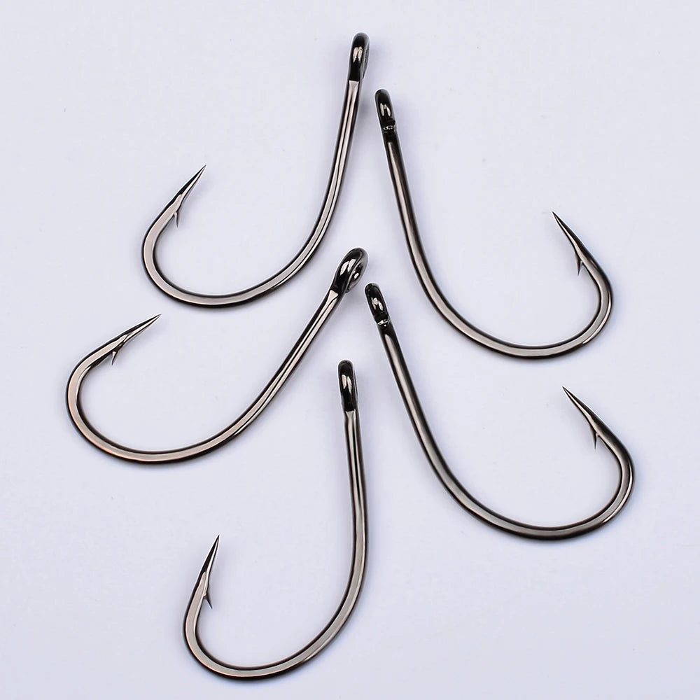 PROBEROS 100Pcs/lot High Carbon Steel Black Lure Hook 1/2/4/8 Size With Barbs Fishhook Fishing Gear Wholesale