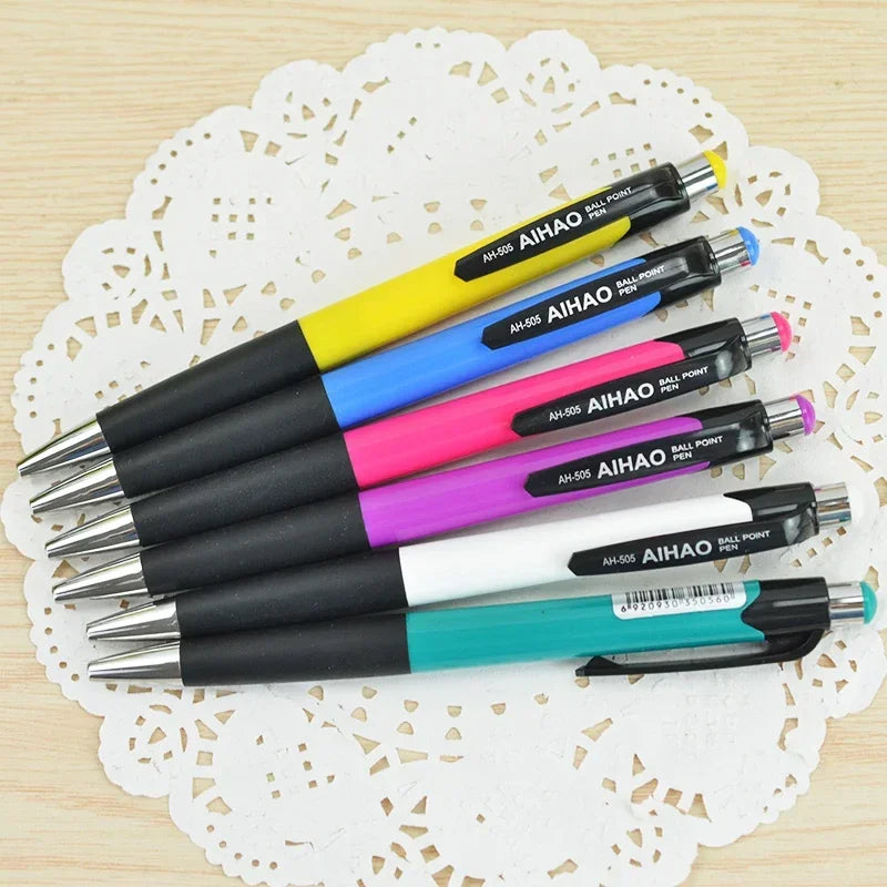 12Pcs Retractable Ball Point Pen 0.7mm Colorful Bullet Roller Pen Students Stationary Material Escolar Penholder Random Color