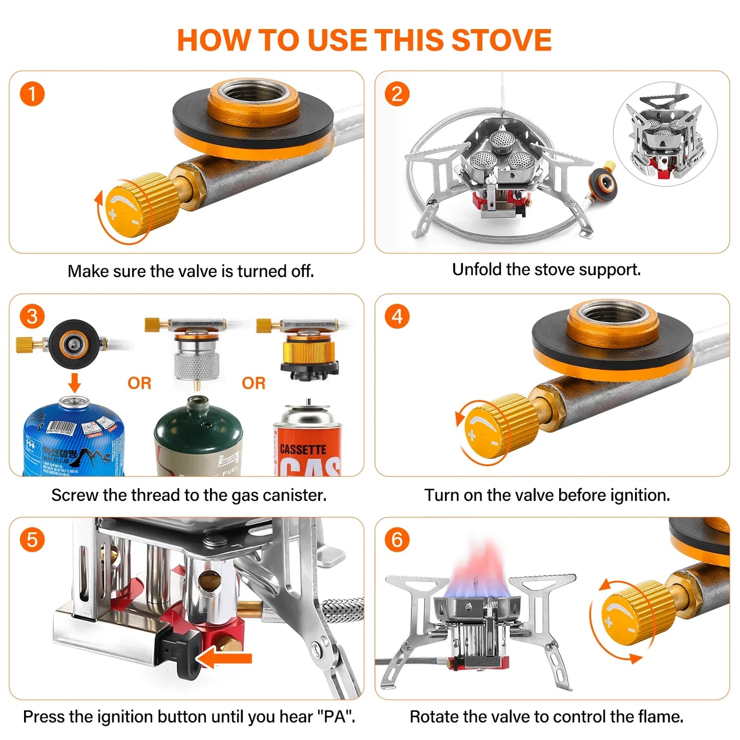 Outdoor Portable Three Head Stove Camping Windproof Stove Camping Picnic Burner Outdoor Foldable Gas Stove Newest Arrival