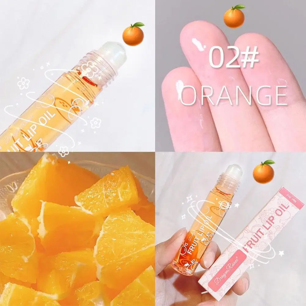 1pc Transparent Hydrating Lip Gloss Fruit Roll-on Balm Lip Makeup Primer Moisturizing Clear Lip Oil Long Lasting Cosmetics