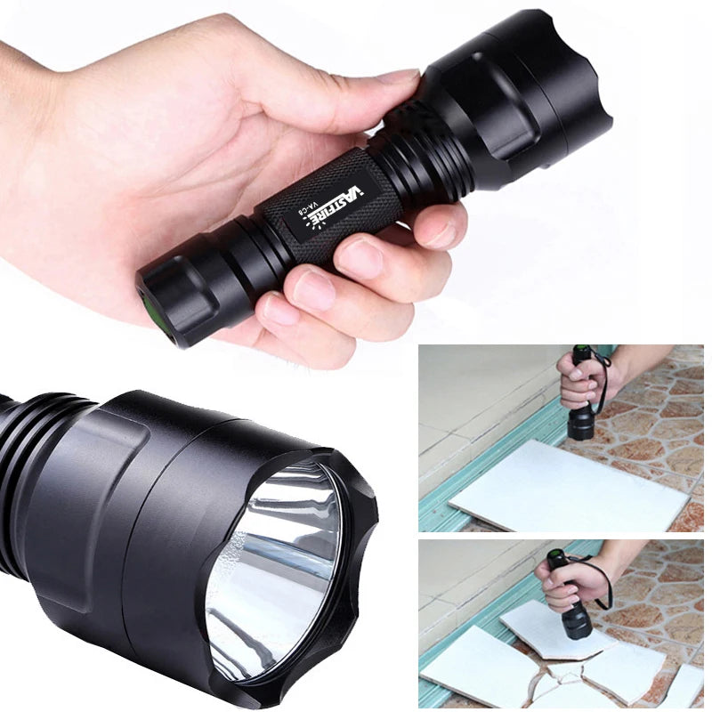 LED Flashlight Hunting Green/Red/White Light Torch Professional Tactical Night Scout Light Set Fish Light USB Rechargeable Torch