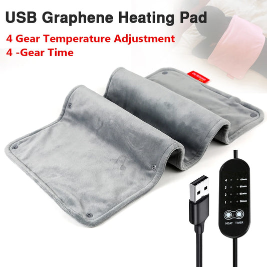 Graphene Electric Blanket Electric Heating Insulation Blanket Office Car Heated Chair Cushion 4-HotSpeed Timing USB Power Supply