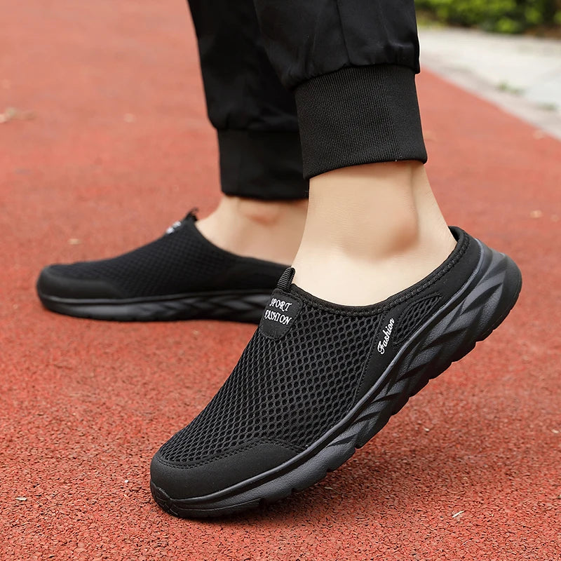 YRZL Casual Shoes Men Summer Half Shoes Slippers Slides Slip on Shoes Men Mesh Breathable Soft Comfortable Slippers for Men