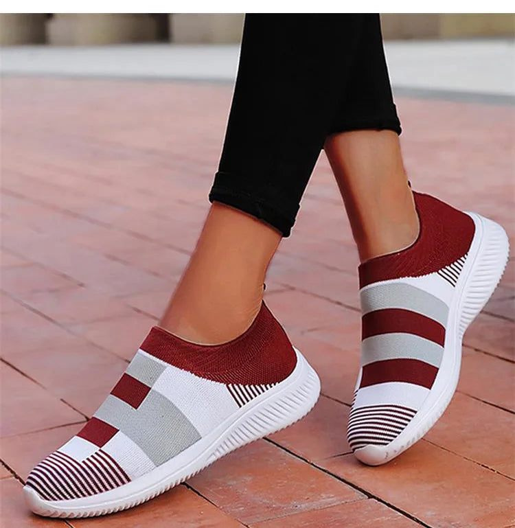 Women Shoes Mix Color Summer Shoes Casual Sneakers Women Elastic Breathe Sport Sneaker Female Flat Shoes Sports Tennis For Lady