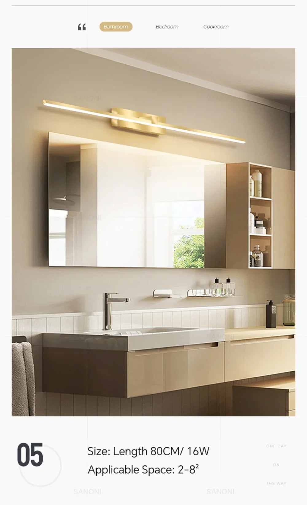 Modern LED Wall Lamp Bathroom Hardwares Golden Bathroom Mirror Lamp For Bedroom Living Room Wall Sconce Bath Mirror Line Lamp