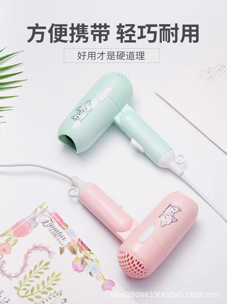 Fashion Mini Folding Hair Dryer 400w Low Power Radiation Proof Household Travel Dormitory Hair Dryer Barber Salon Modeling Tool