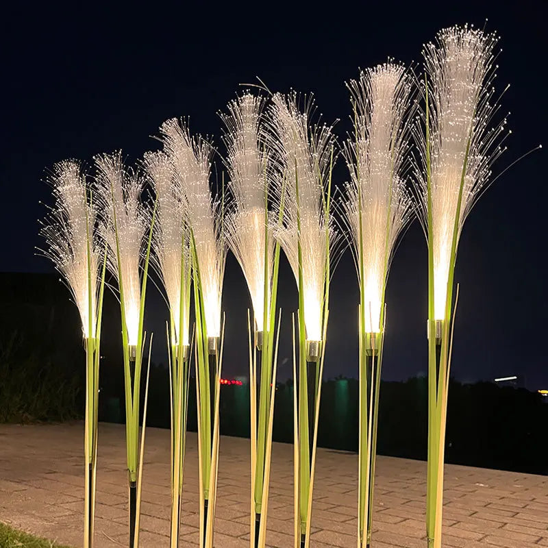 Solar Bulrush Optical Fiber Light Outdoor Waterproof Solar Powered Garden Lawn Lamp Ground Pathway Flower Landscape Lights