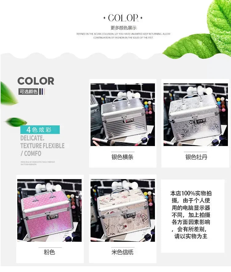 New Beauty Makeup Box Artist Professional Cosmetic Cases Make Up Tattoo Nail Multilayer Toolbox Storage Organizer Suitcase Bag