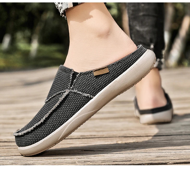 Summer Denim Canvas Men Breathable Casual Shoes Outdoor Non-Slip Sneakers Comfortable Driving Shoes Men's Loafers Big Size 39-47