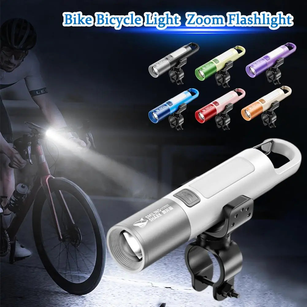 3-in-1 800 Lumen Bicycle Flashlight With Stand Usb Light Waterproof Super Zoom Cycling Rechargeable Led Bright W2c6