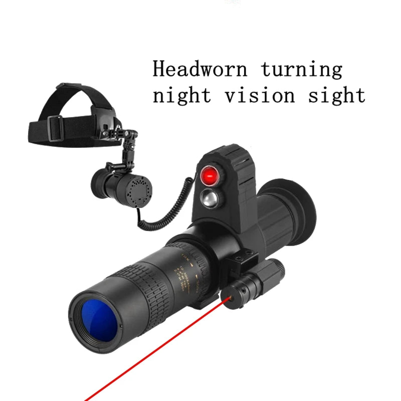 Head-Mounted Night Vision Device Outdoor 24X Zoom Search Telescope Head Mounted Sight Tactical Cross Cursor Hunting Laser Sight