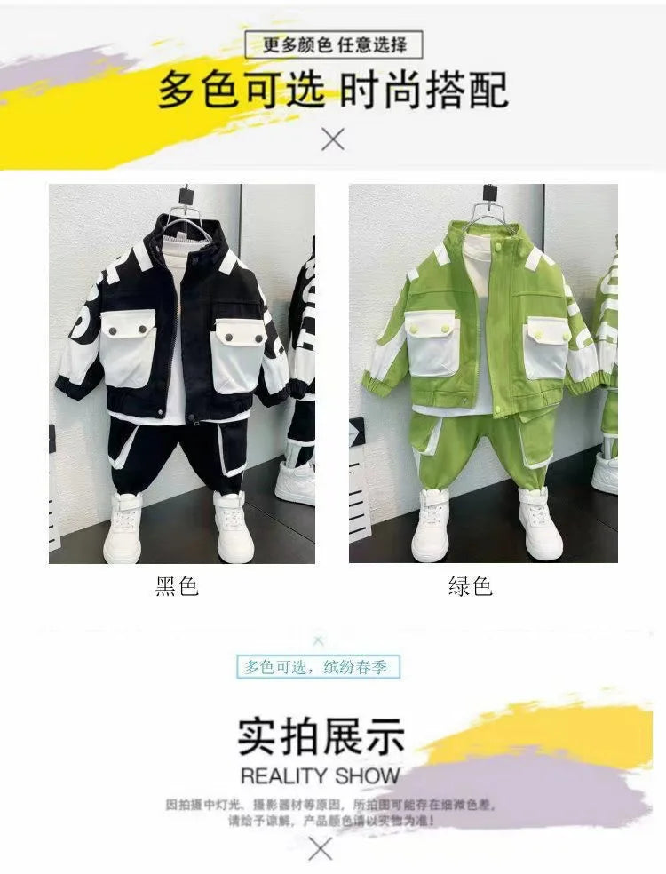 Boys Clothing Set Jacket Suit Spring and Autumn Clothing Children's Sportswear Set Boys' Baby Coat Pants Two-piece Set 2024 New