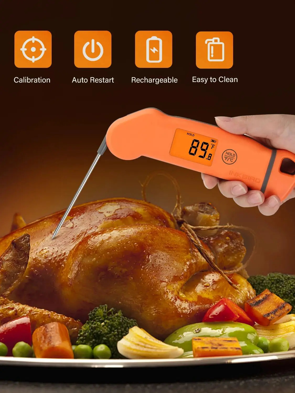 INKBIRD IHT-1S Digital Kitchen Food Thermometer For Meat Water Milk Cooking Food Probe BBQ Oven Thermometer Kitchen Tools