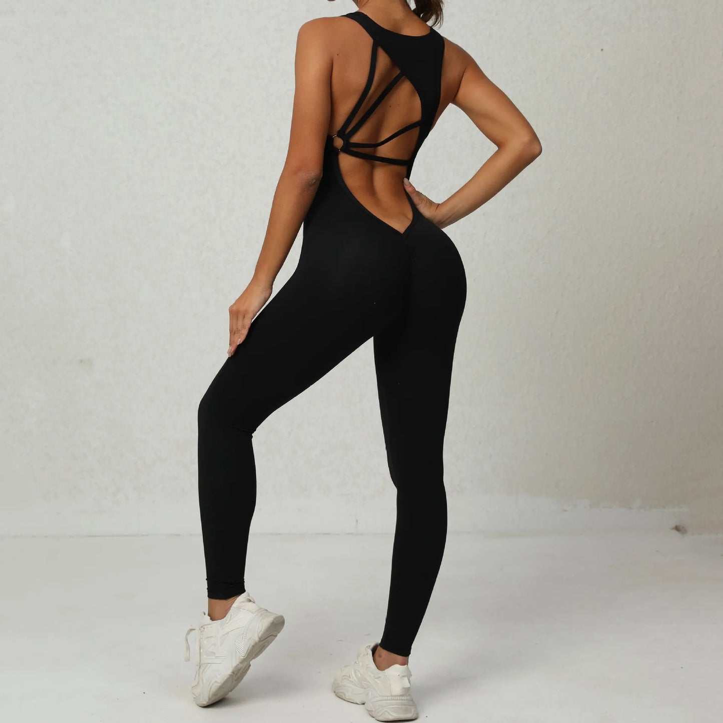 New Sportswear Woman Gym Fitness Overalls Sporty Jumpsuit Women Sport Sets Women Yoga Pants Clothes One Piece OutfitGirl  Back