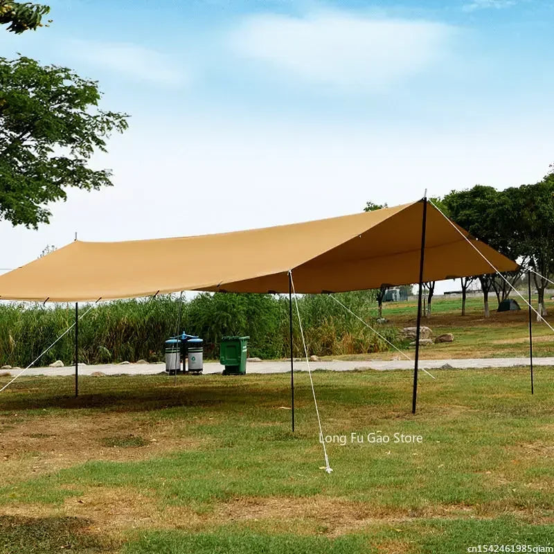 Without Poles 6*8m Large Canopy Waterproof Oxford Silver Coated Outdoor Camping Awning Sunshelter Tarp More Hanging Points new