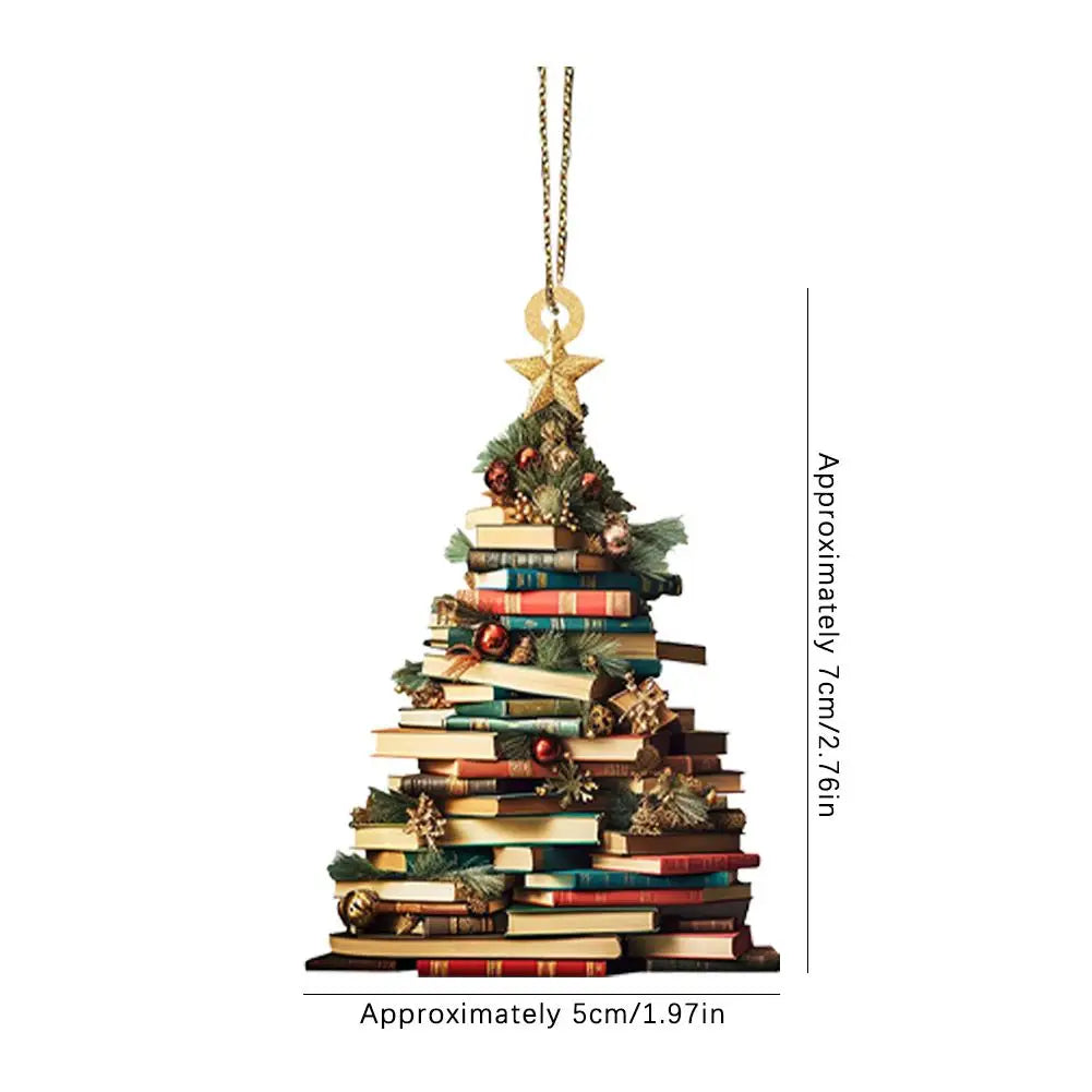 3d Bookshelf Christmas Pendant Flat Printing Book Dogs Diy Xmas Gifts Tree Hanging Crafts Window New Year Drop Dec W0g8