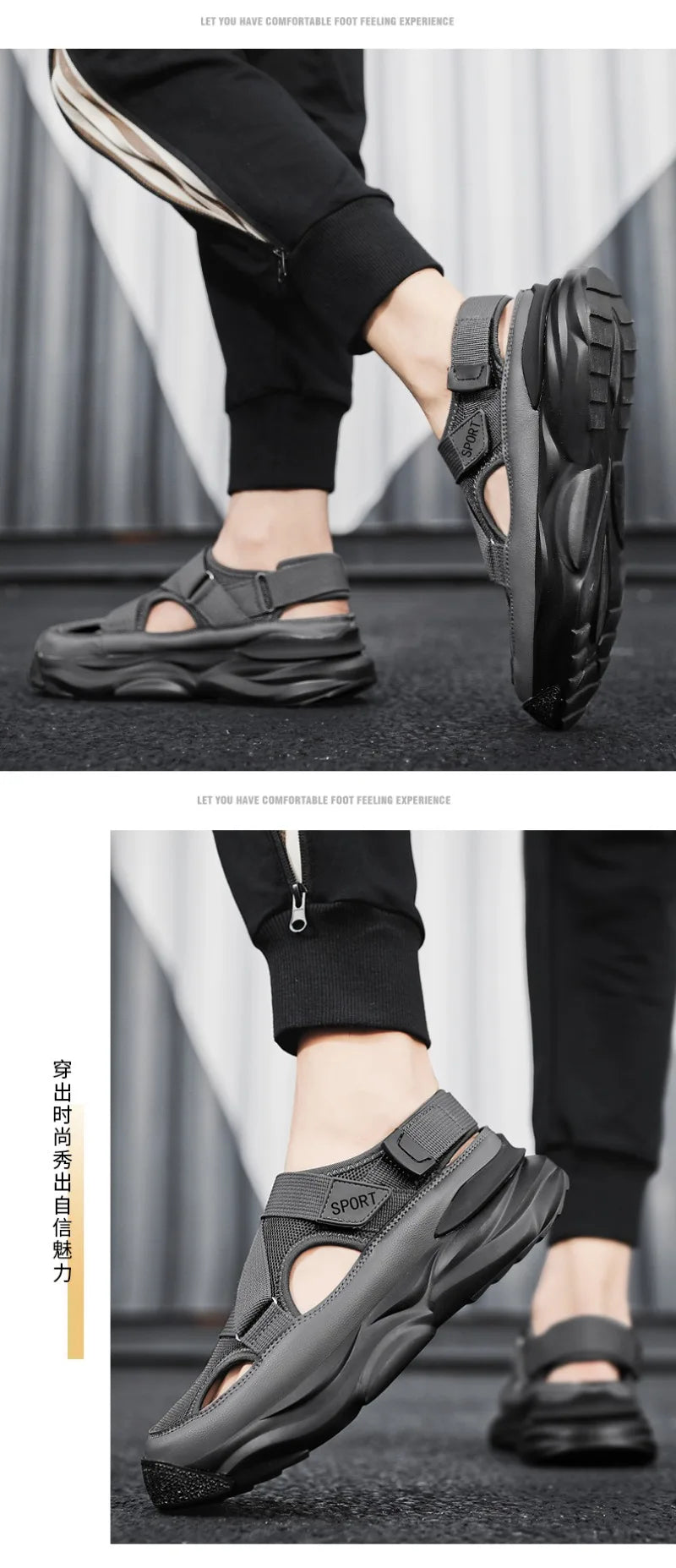 Sandals for Men Summer Cave Casual New Baotou Sports Shoes Men's Water Proof Sandals for Male Beach Shoes Platform Sandals 슬리퍼44