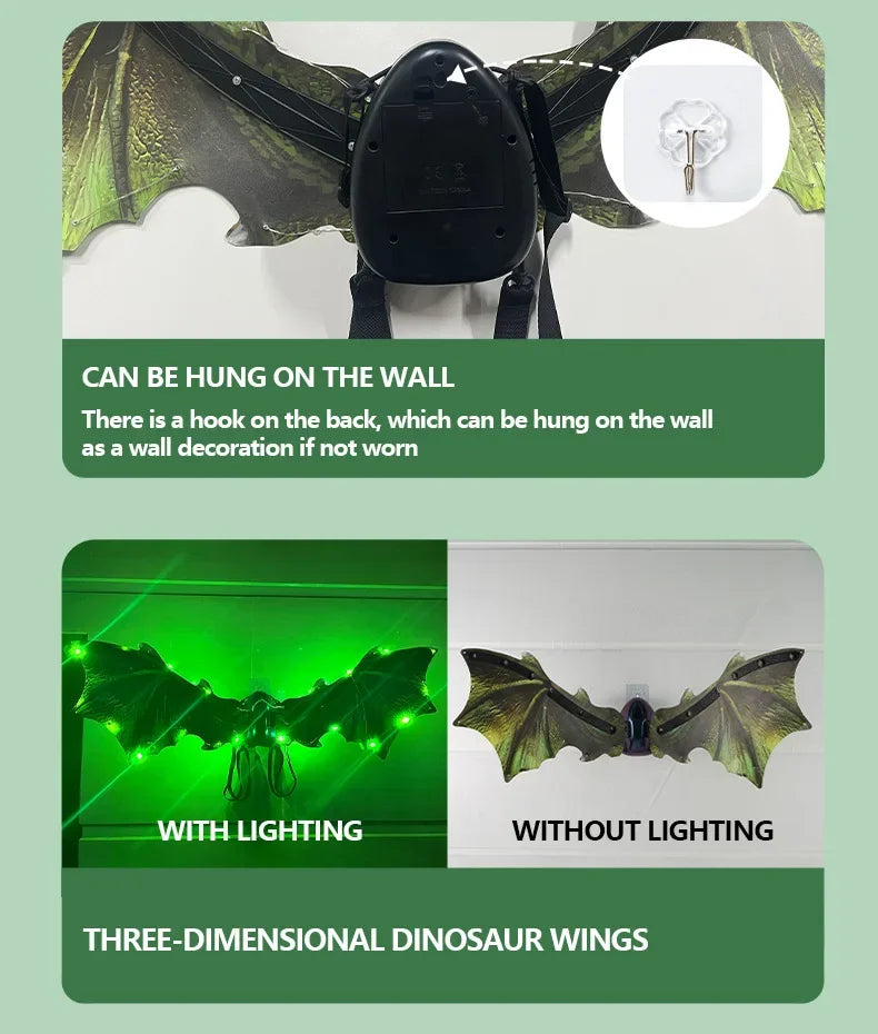 Funny Electric Flapping Elf Dragonfly Butterfly Wings Girls Bionic Toys Kids Boy Halloween Music Lighting Dinosaur Wing Children