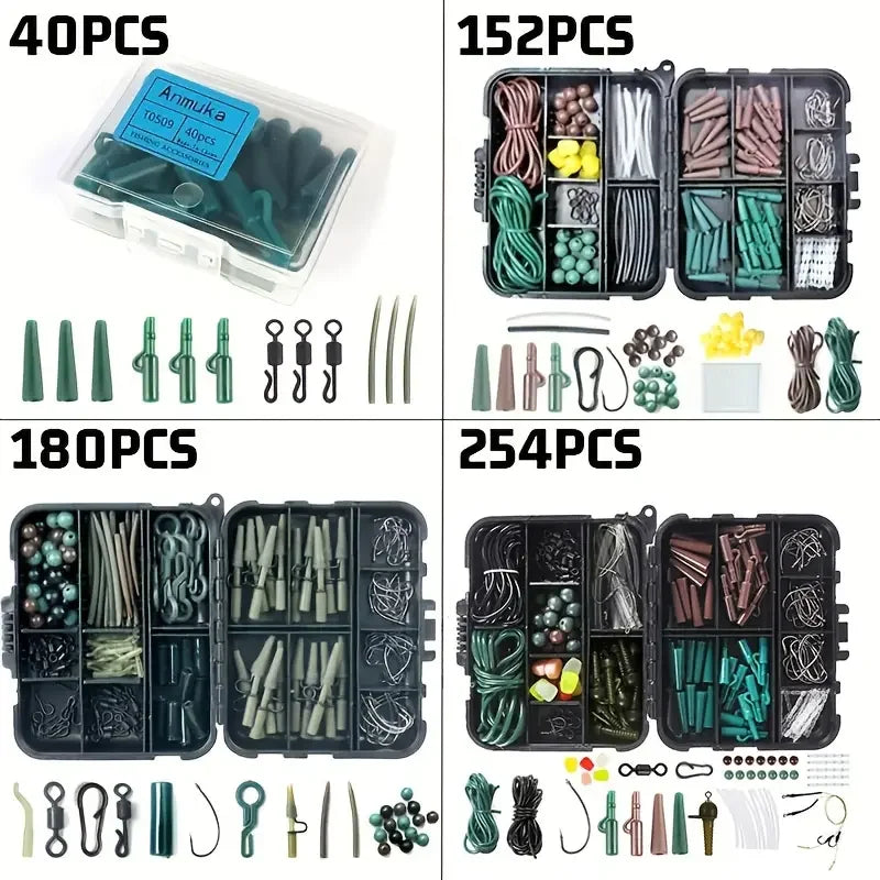 40/180/254/420pcs Portable Fishing Gear Set with Tackle Box Sequined Hooks Swivels and Carp Fishing Tools EU Fishing Accessories