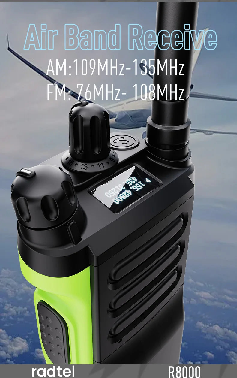 Radtel R8000（APX-8000） 136-174/400-520Mhz Ham Radio Dual Display Air Band Walkie Talkie Long Range Portable Two-Way Radio